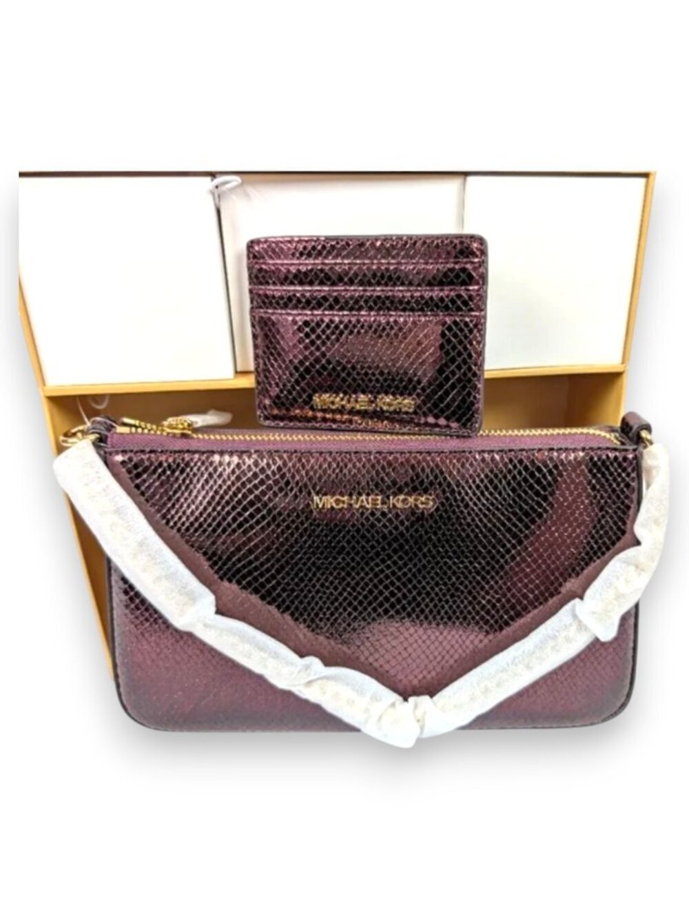 Michael Kors Oxblood Rouge Sombre Crossbody Tote and Wallet Box Set - Picture 2 of 16